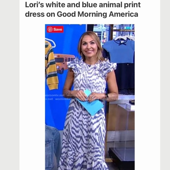 SAYLOR Pilar Smocked Midi Dress Medium Zebra Blue White Print - Picture 5 of 15